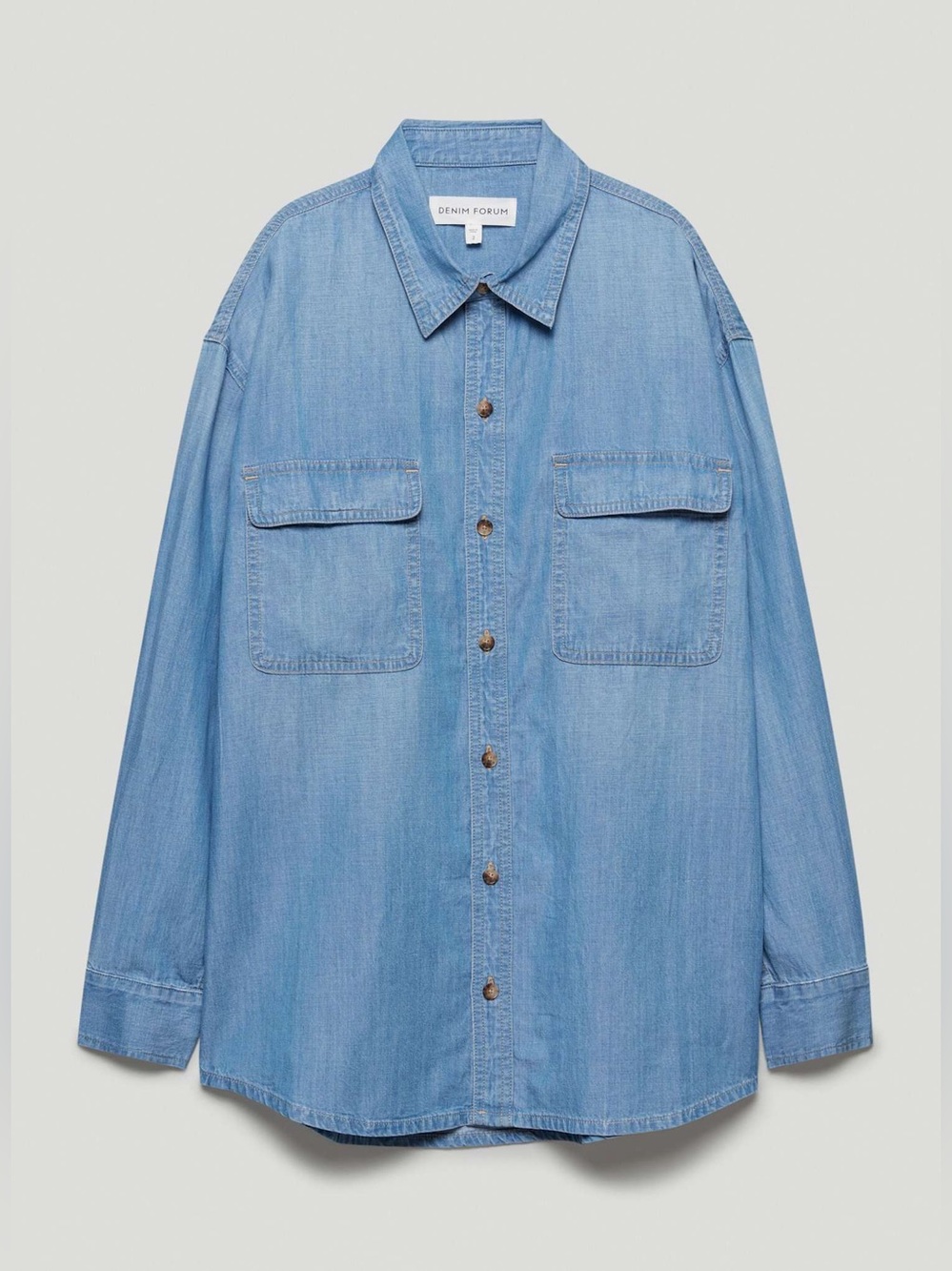 Denim Forum Aritzia The Sade Oversized Light Blue Denim Button-Up Shirt